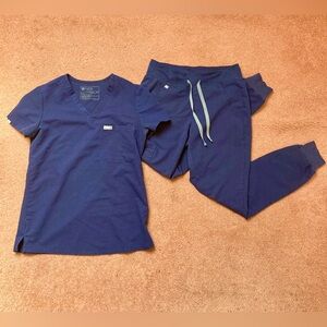 FIGS Technical Collection Navy Blue Scrub Top & Jogger Set XXS